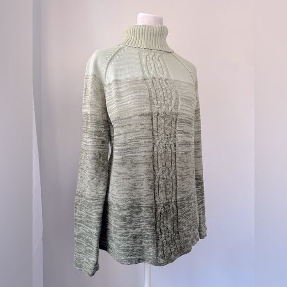 Vintage Y2K Karen Scott Green Ombré Striped Turtleneck Sweater - Picture 1 of 7